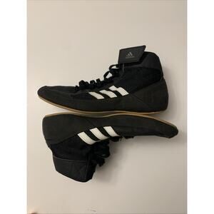 Adidas Youth Wrestling Shoes Black White Boys Size 7 Lace Up